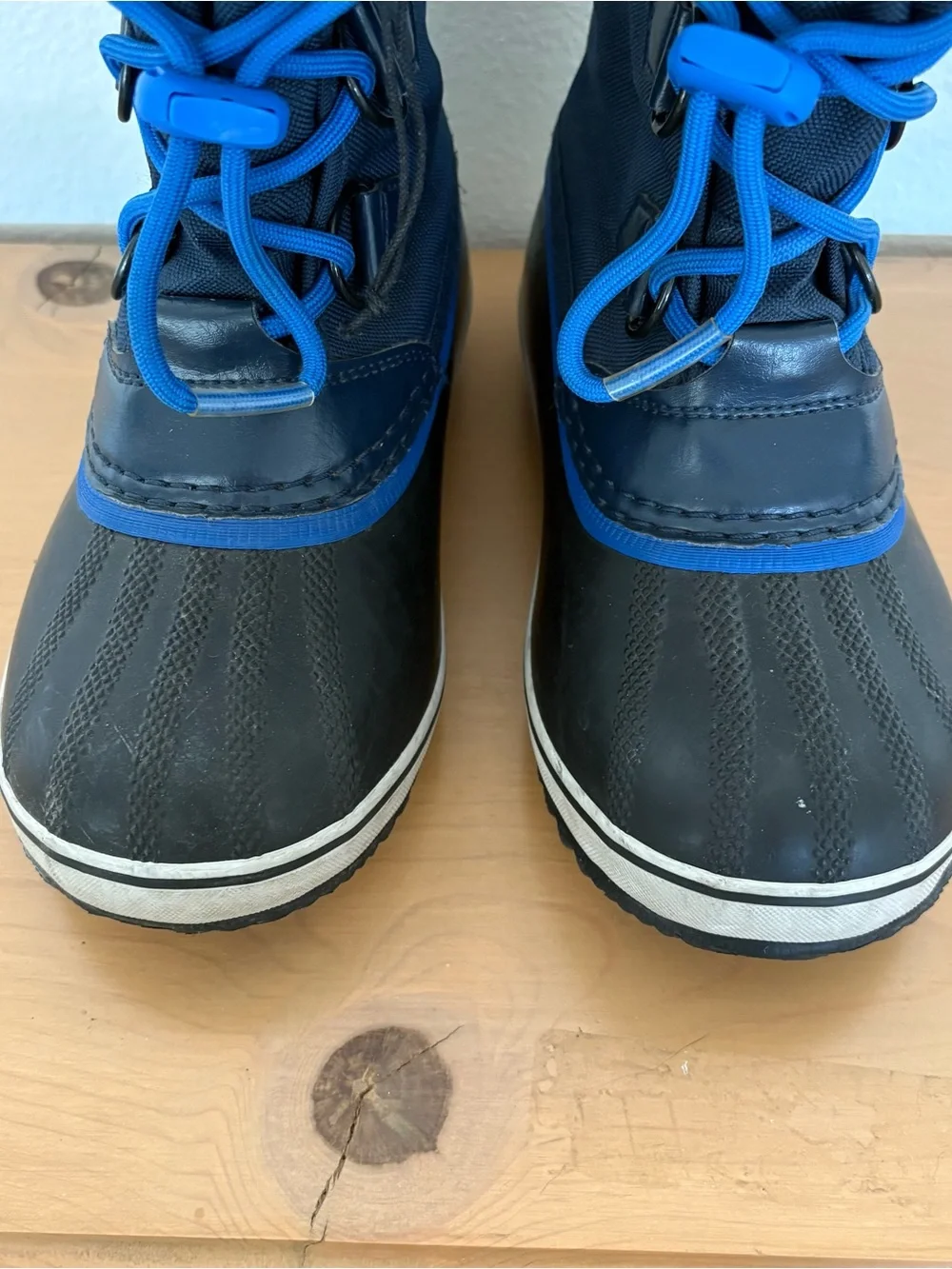 Sorel Navy and Black Kids' Snow Boots with Blue Lacing